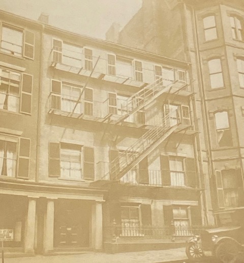 Black and white image of apartment building